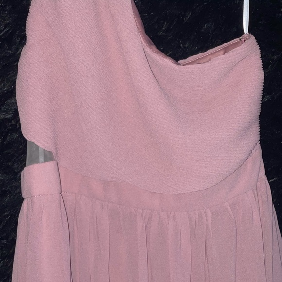 Lulus Light Pink one shoulder floor length dress - Picture 8 of 9